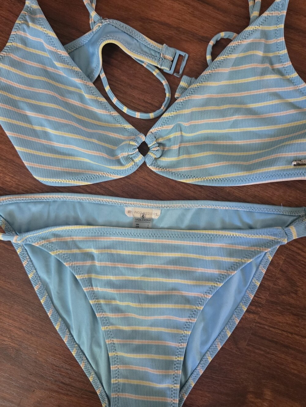 Women Blue Striped Swim Top - Volcom